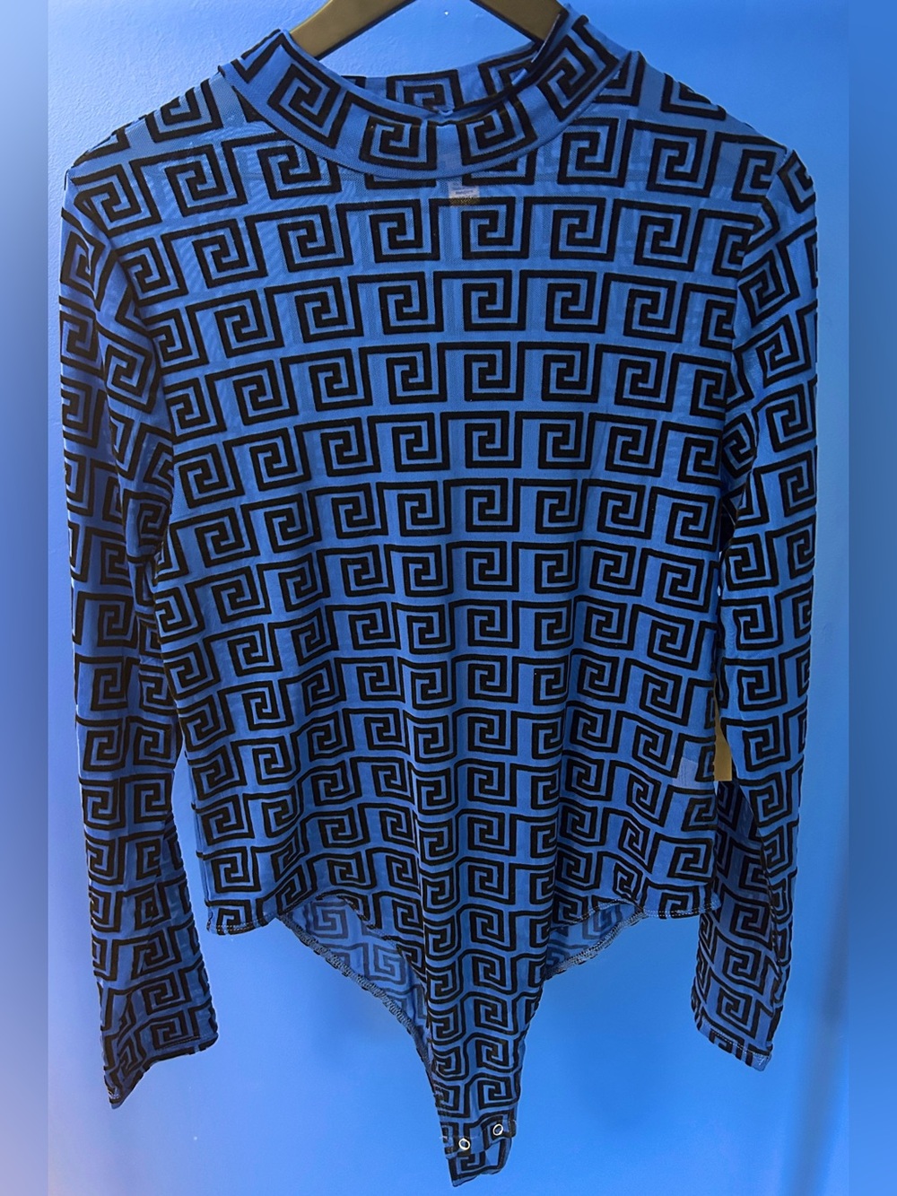 eye candy Blue and Black Geometric Long Sleeve Top
